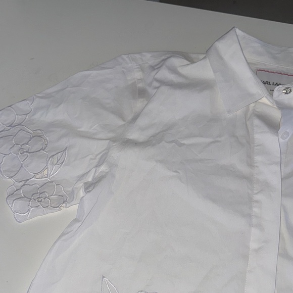 Karl Lagerfeld White Floral Button Down Shirt - Picture 4 of 10